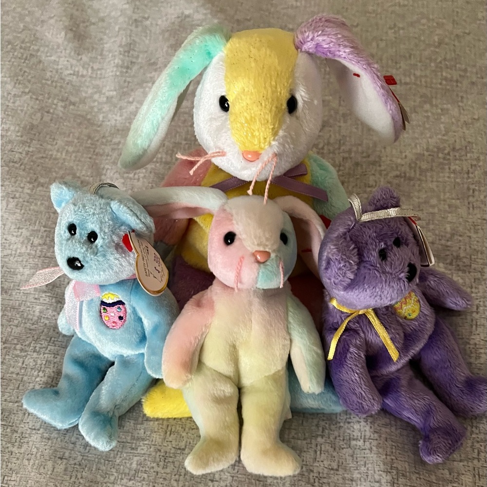 3 Easter teenies,& 1 Beanie by TY